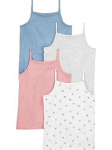 Simple Joys by Carter's Mädchen Tank Tops, Pack of 4 Cami Shirt, Blau/Grau/Rosa/Weiß Floral, 5-6 Jahre (4er Pack) von Simple Joys by Carter's