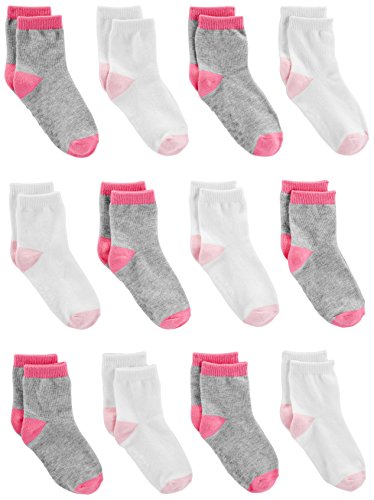 Simple Joys by Carter's Unisex 12-Pack Crew Infant-and-Toddler-Socks, Grau/Rosa/Weiß, 0-6 Monate (12er Pack) von Simple Joys by Carter's