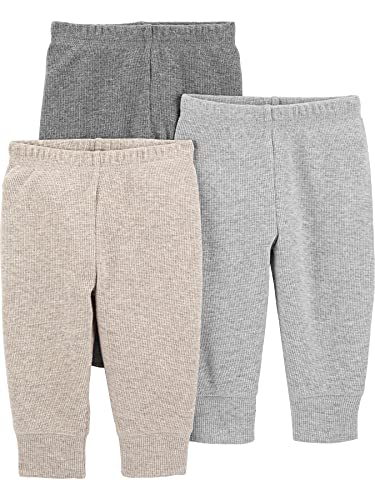 Simple Joys by Carter's Unisex-Baby Thermohose, 3er-Pack Hose, Beige/Dunkelgrau/Grau, 0 Monate von Simple Joys by Carter's