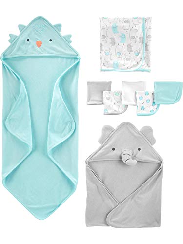 Simple Joys by Carter's Unisex Baby 8-teiliges Handtuch- und Waschlappen-Set, Aquablau/Grau, Einheitsgröße von Simple Joys by Carter's