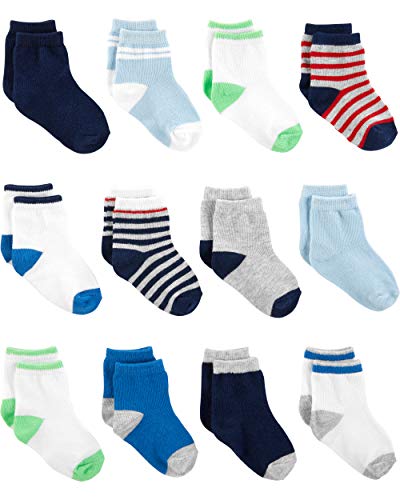 Simple Joys by Carter's Baby-Jungen 12-Pack Crew Infant-and-Toddler-Socks, Mehrfarbig/Streifen, 12-24 Monate (12er Pack) von Simple Joys by Carter's