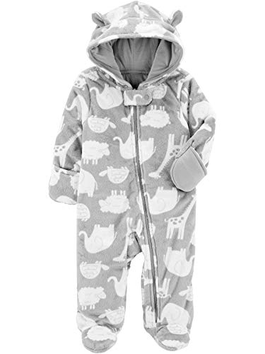 Simple Joys by Carter's Unisex Baby Fleece Footed Jumpsuit Pram Schneeanzug, Grau Tier, 6-9 Monate von Simple Joys by Carter's