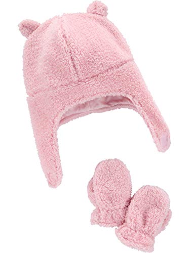 Simple Joys by Carter's Unisex Baby Hat and Mitten Set Mütze für kaltes Wetter, Rosa, 0-9 Monate von Simple Joys by Carter's