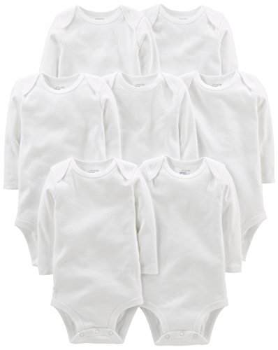 Simple Joys by Carter's Unisex-Baby Side-snap Long-Sleeve Shirt Body, Weiß, 24 Monate (7er Pack) von Simple Joys by Carter's