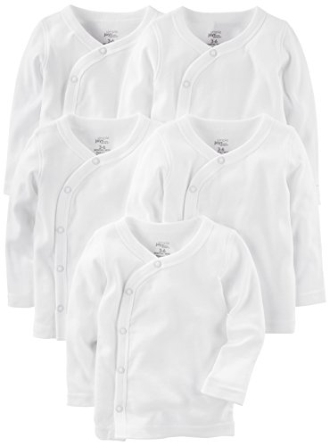 Simple Joys by Carter's Unisex Baby Side-snap Long-Sleeve Shirt Hemd, Weiß, 3-6 Monate (5er Pack) von Simple Joys by Carter's