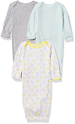 Simple Joys by Carter's Baby Mädchen 3-Pack Neutral Cotton Sleeper Gown Infant-and-Toddler-Nightgowns, Grau/Grün/Gelb, 0 Monate (3er Pack) von Simple Joys by Carter's