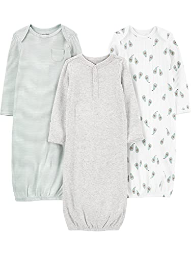 Simple Joys by Carter's Unisex-Baby 3-Pack Neutral Cotton Sleeper Gown Tragbare Decke, Avocados/Heide/Streifen, 0 Monate (3er Pack) von Simple Joys by Carter's