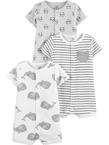 Simple Joys by Carter's Unisex Baby Strampler mit Druckknöpfen, 3er-Pack, Panda/Streifen/Wale, 12 Monate von Simple Joys by Carter's