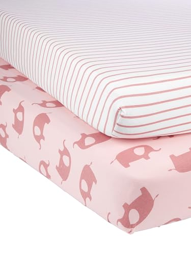 Simple Joys by Carter's Unisex-Kinder 2-Pack Cotton Crib Sheets Baby-und Kleinkindkostüme, Elefanten/Sterne, Einheitsgröße (2er Pack) von Simple Joys by Carter's