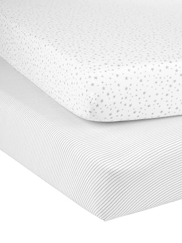 Simple Joys by Carter's Unisex-Kinder Baby 2-Pack Cotton Crib Sheets Kleinkind-Kostüme, Weiß Sterne, Einheitsgröße (2er Pack) von Simple Joys by Carter's