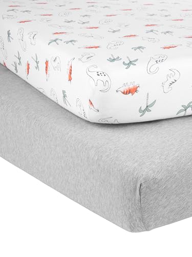 Simple Joys by Carter's Unisex-Kinder Baby 2-Pack Cotton Crib Sheets Säuglings-und Kleinkind-Kostüme, Heide/Streifen, Einheitsgröße (2er Pack) von Simple Joys by Carter's