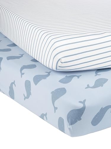 Simple Joys by Carter's Unisex-Kinder Baby 2-Pack Cotton Crib Sheets Kostüm Kleinkinder, Wale/Streifen, Einheitsgröße (2er Pack) von Simple Joys by Carter's