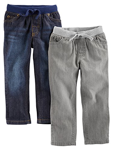 Simple Joys by Carter's Jungen 2-Pack Pull on Denim Pant Unterhose, Grau/Jeans, 4 Jahre (2er Pack) von Simple Joys by Carter's