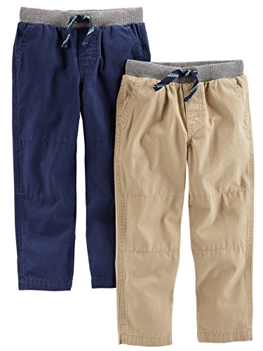 Simple Joys by Carter's Baby-Jungen 2-Pack Pull On Pant Unterhose, Helles Khakibraun/Marineblau, 3 Jahre (2er Pack) von Simple Joys by Carter's