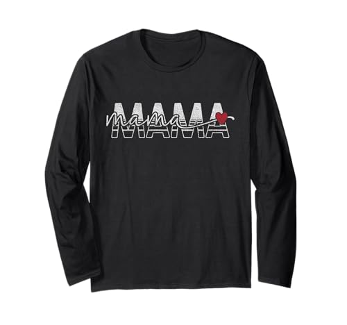 Mama Retro Block Buchstaben mit Schrift Mama Herz Langarmshirt Mama Retro Block Buchstaben mit Schrift Mama Herz Langarmshirt von Simple Mama Retro Love Text by TheMaesthetics