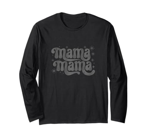 Mama, niedlicher flippiger Retro-Text, Mama, Schwarz Langarmshirt Mama, niedlicher flippiger Retro-Text, Mama, Schwarz Langarmshirt von Simple Message Shirts for Mama