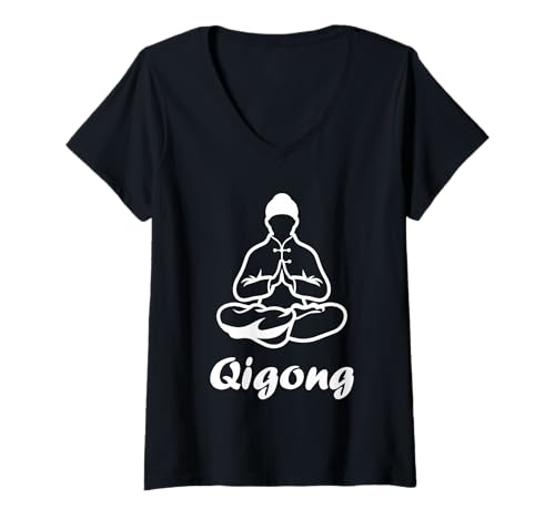 Damen Quote Sport Minimalist Relaxation qi gong Simple Qigong T-Shirt mit V-Ausschnitt Damen Quote Sport Minimalist Relaxation qi gong Simple Qigong T-Shirt mit V-Ausschnitt von Simple Quote minimalist Qigong humor