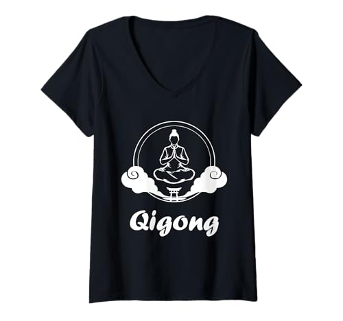Damen Quote Sport Minimalist Relaxation qi gong Simple Qigong T-Shirt mit V-Ausschnitt Damen Quote Sport Minimalist Relaxation qi gong Simple Qigong T-Shirt mit V-Ausschnitt von Simple Quote minimalist Qigong humor