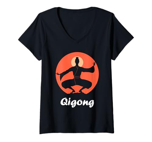 Damen Quote Sport Minimalist Relaxation qi gong Simple Qigong T-Shirt mit V-Ausschnitt Damen Quote Sport Minimalist Relaxation qi gong Simple Qigong T-Shirt mit V-Ausschnitt von Simple Quote minimalist Qigong humor