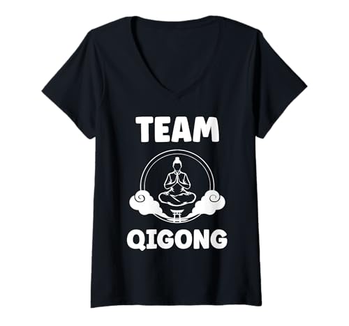 Damen Quote Sport Minimalist Relaxation qi gong Simple Team Qigong T-Shirt mit V-Ausschnitt Damen Quote Sport Minimalist Relaxation qi gong Simple Team Qigong T-Shirt mit V-Ausschnitt von Simple Quote minimalist Qigong humor