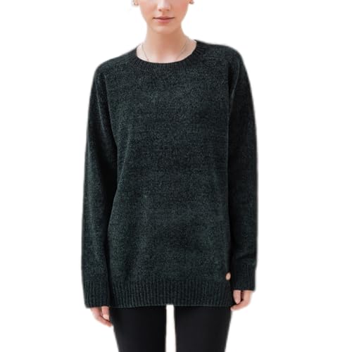 Simple&Opulence Damen Pullover Rundhalsausschnitt, Chenille Warm Pullover Tops für Damen, lässiger Langarm-Winterpullover,Dunkelgrün,L von Simple&Opulence
