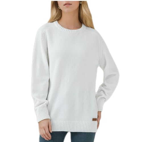 Simple&Opulence Damen Pullover Rundhalsausschnitt, Chenille Warm Pullover Tops für Damen, lässiger Langarm-Winterpullover,Weiß,M von Simple&Opulence