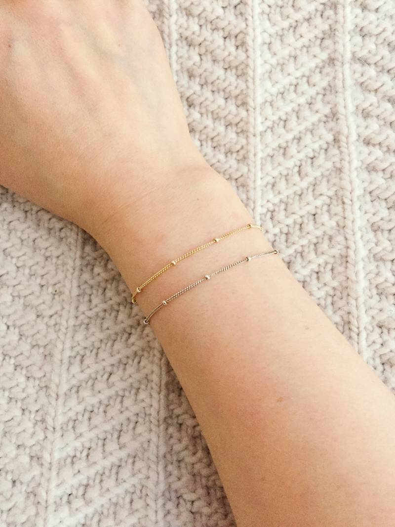 Satelliten Armband/Feines Silber Perlen Ketten Dünnes Geschenk Für Sie von SimpleDaintyJewelry