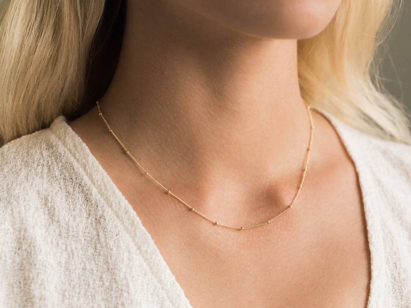 Zierliche Perlen Halskette/Gold Satelliten-Ketten-Halskette Silber Satelliten-Halskette Perlen-Halskette Brautjungfer von SimpleDaintyJewelry