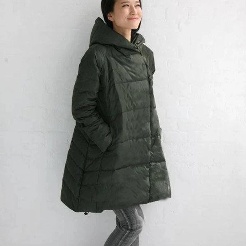 A-Line Winter Kugelmantel Daunenjacke, Dicke Frauen Daunenjacke Mit Kapuze, Warmer Wintermantel Jeder Größe Verfügbar 40+ Farben/2277 von SimpleLinenLife
