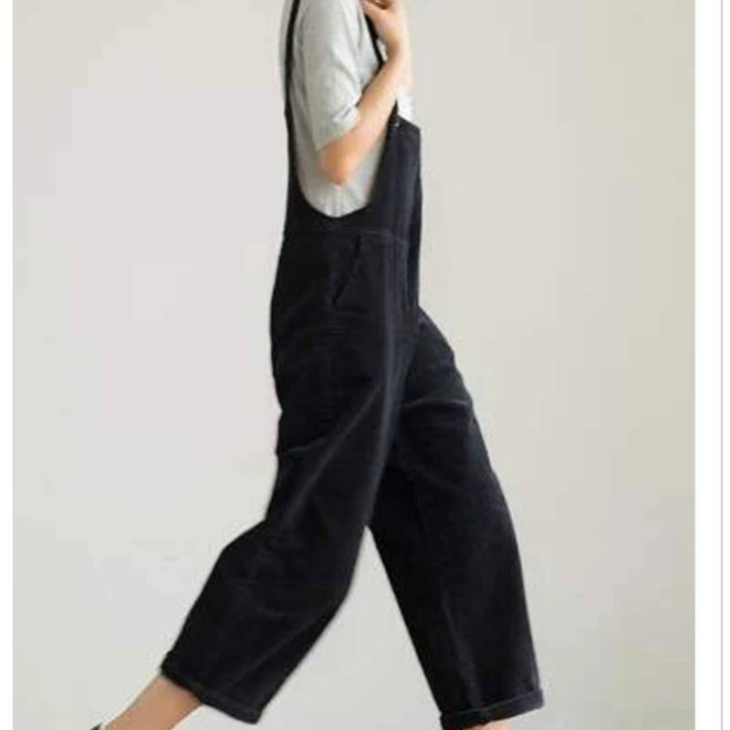 Schwarz Cord Frauen Gesamt Hose Baumwolle Overalls Widelegs Hosen Nach Maß Irgendeine Größe von SimpleLinenLife