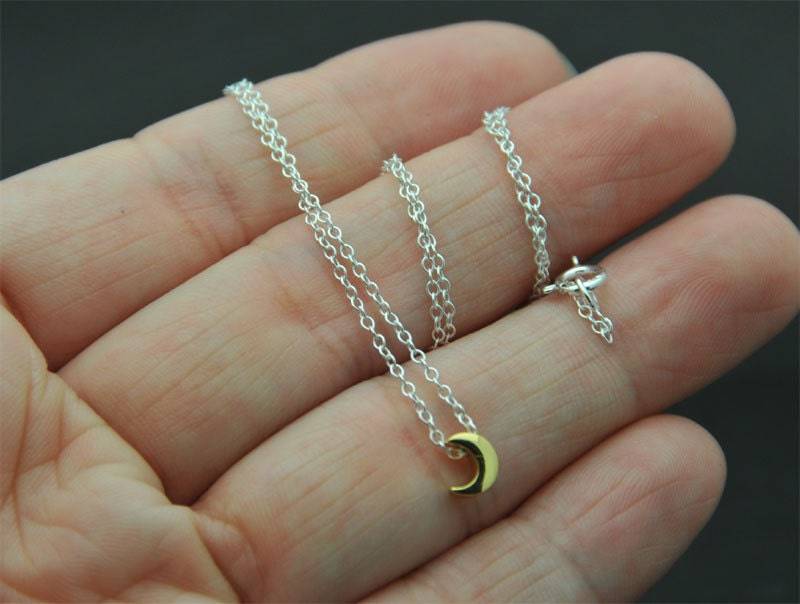 14K Vergoldet Über Sterling Silber Mond - Zierliche Halbmond Halskette Winzige 14K Vergoldet Über Sterling Silber Mond - Zierliche Halbmond Halskette Winzige von SimpleStep