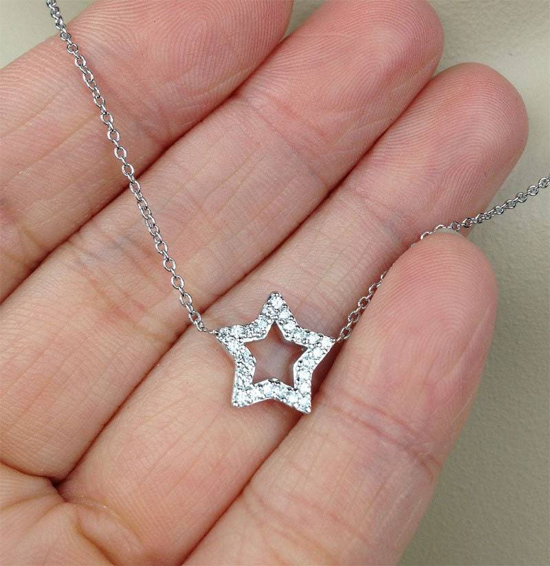 Cz Winzigen Stern Anhänger Sterlingsilber Sparkly Hochzeit Braut Halskette Cz Winzigen Stern Anhänger Sterlingsilber Sparkly Hochzeit Braut Halskette von SimpleStep