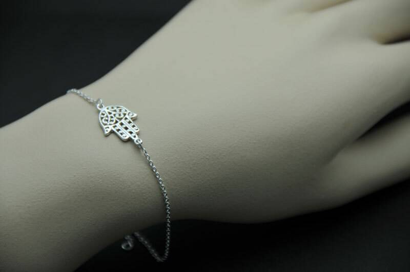 Hamsa Hand Anhänger Sterling Silber Armband, 925Er Armband Schutz, Heiliges Symbol von SimpleStep