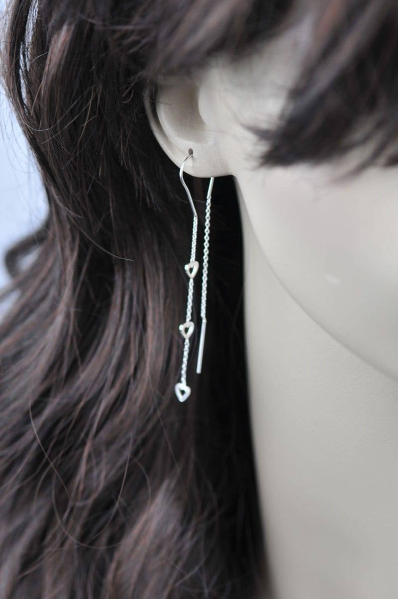 Herzen Zeichenfolgen Ohrring, Sterling Silber Ohr Threads Herzen Zeichenfolgen Ohrring, Sterling Silber Ohr Threads von SimpleStep