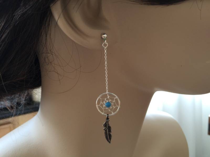 Traumfänger Sterlingsilber Baumeln Ohrringe Mit Blauen Türkis, Sterling Silber Ohr Threads, Traum-Fänger-Stud, Traum-Fänger-Ohrring Traumfänger Sterlingsilber Baumeln Ohrringe Mit Blauen Türkis, Sterling Silber Ohr Threads, Traum-Fänger-Stud, Traum-Fänger-Ohrring von SimpleStep