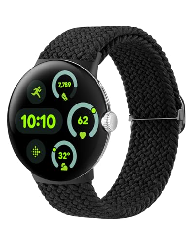 SimpleThings Geflochtene Armbänder für Google Pixel Watch 3 45MM Armband, Verstellbare Atmungsaktive Sportschlaufe Nylon für Google Watch 3 Armband 45MM Herren Damen von SimpleThings
