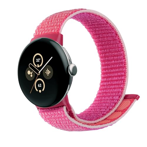 SimpleThings Nylonarmband für Google Pixel Watch 2/Pixel Watch Armband, Verstellbare Atmungsaktive Weiche Leichte Sportschlaufe für Google Watch für Herren und Damen (Granatapfelrot) von SimpleThings