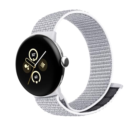 SimpleThings Nylonarmband für Google Pixel Watch 2/Pixel Watch Armband, Verstellbare Atmungsaktive Weiche Leichte Sportschlaufe für Google Watch für Herren und Damen (Muschelweiß) von SimpleThings