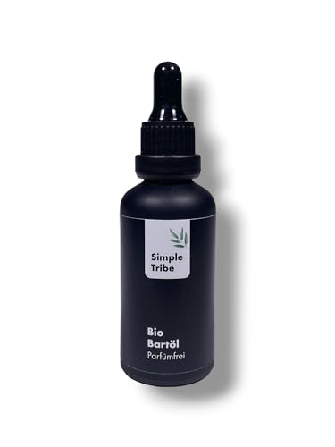 SIMPLETRIBE Bio Männer Bartöl Parfümfrei - Premium Bartpflege für Herren - für weichen Bart mit Glanz - mit Bio Arganöl & Bio Jojobaöl von SimpleTribe