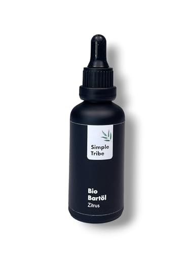 SIMPLETRIBE Bio Männer Bartöl Zitrus Duft- Premium Bartpflege für Herren - für weichen Bart mit Glanz - mit Bio Arganöl & Bio Jojobaöl von SimpleTribe