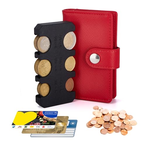 SimpleVibesXinPuwei Multifunktions-Münzbox - Münzbox Münzgeldbörse Kreditkartenetui, Tragbare Münzen Box und Kartenhalter Wallet (Rot) von SimpleVibesXinPuwei