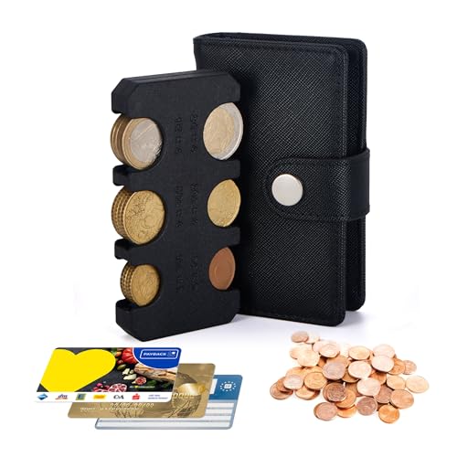SimpleVibesXinPuwei Multifunktions-Münzbox - Münzbox Münzgeldbörse Kreditkartenetui, Tragbare Münzen Box und Kartenhalter Wallet (Schwarz) von SimpleVibesXinPuwei