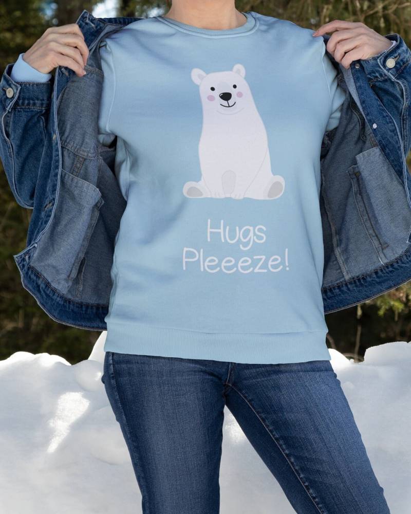 Eisbär Hugs Pleeze Sweatshirt | Weihnachtspullover Frecher Weihnachtsmann Witziger Pullover Pärchenpullover von SimpletonCreations