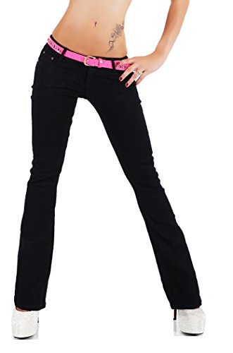 Simply Chic Damen Jeans Bootcut klassisch Schwarz Größen 34 36 38 40 42, Schwarz , 38 von Simply Chic