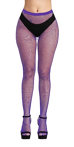 Farbige Damen-Netzstrumpfhose, klein, mittel, groß und Walnetz, bunte Strumpfhose, Lila – Größe S, One size von Simply Joshimo