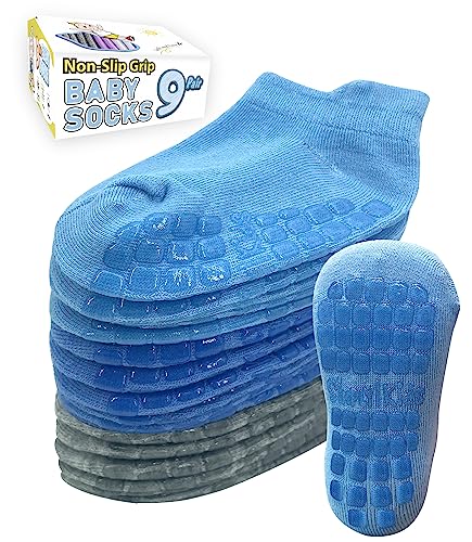 Simply Kids Stoppersocken Kinder 23-26 Mädchen Antirutschsocken Kinder Krabbelsocken Baby Socken 12-18 Monate Antirutsch Rutschsocken Abs Babysocken Laufsocken 9 Paar Blau von Simply Kids