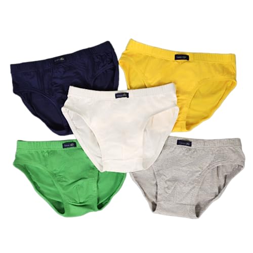 Simply Life Ultra-Comfort Jungen Slips Unterwäsche - Atmungsaktive Bambus-Viskose Slips (5er-Pack) - Weich, Dehnbar & Strapazierfähig, Einfarbig B, 6-7 Jahre von Simply Life