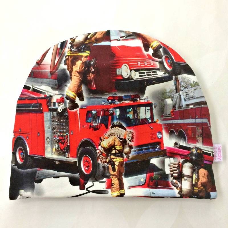 Feuerwehrmann Mütze, Feuerwehrmütze, Feuerwehrauto Ersthelfer Dünne Rote Linie Kindermütze von Simply2Cute4Kids