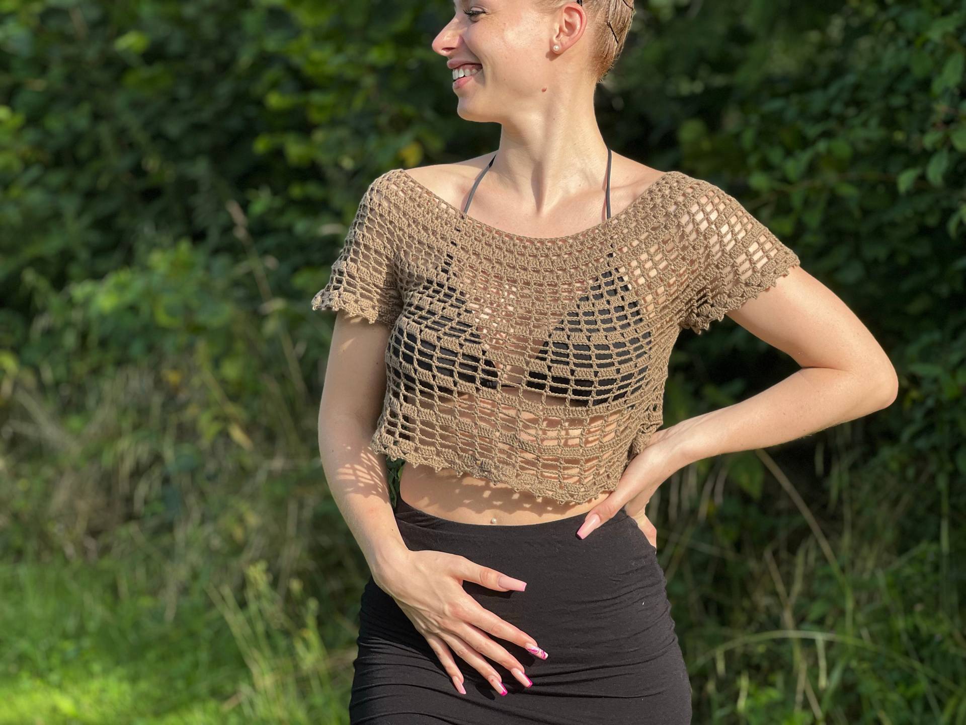 Mesh Tank Top, Häkeln Cropped Bluse, Badeanzug Abdeckung Ups, Hippie Häkeltop, Sommer Crop Top von SimplyAndHandmade