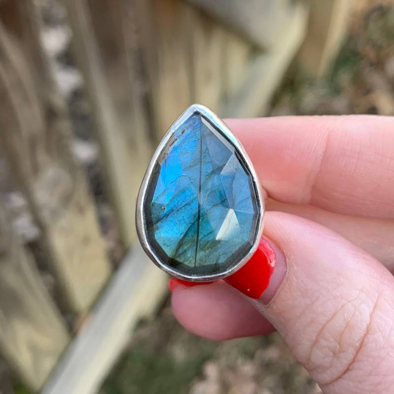 Labradorit Sterling Silber Ring - Statement Teardrop Blauer Schmuck von SimplyBoldJD